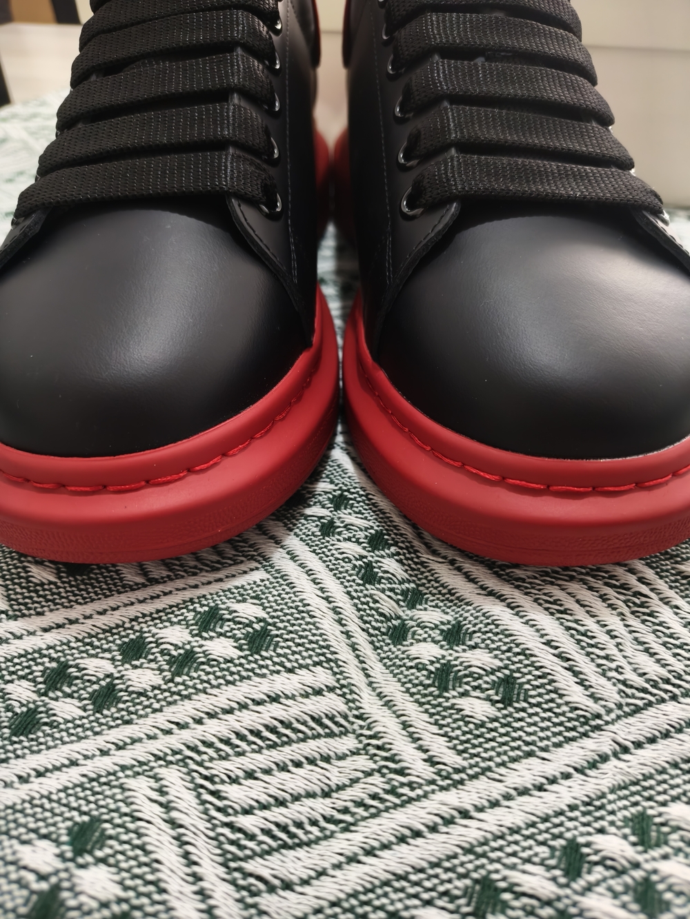 Alexander McQueen Black Leather Sneakers with Red Platform - Picture 9 of 9